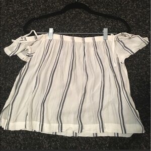 NWOT off the shoulder striped white and blue top